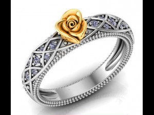 ring rose flower with stones 26 3D मॉडल