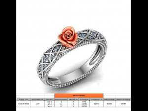 ring rose flower with stones 26 3D मॉडल