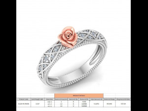 ring rose flower with stones 26 3D मॉडल