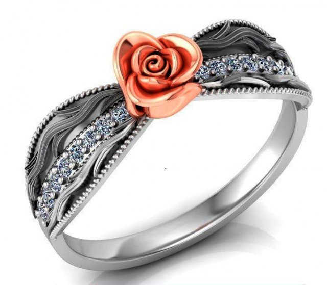 ring rose flower with stones 27 3D Model .c4d .max .obj .3ds .fbx .stl .blend