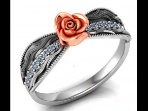 ring rose flower with stones 27 3D Model