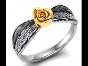 ring rose flower with stones 27 3D Model