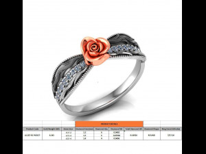 ring rose flower with stones 27 3D Model