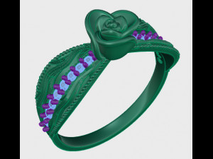 ring rose flower with stones 27 3D Model