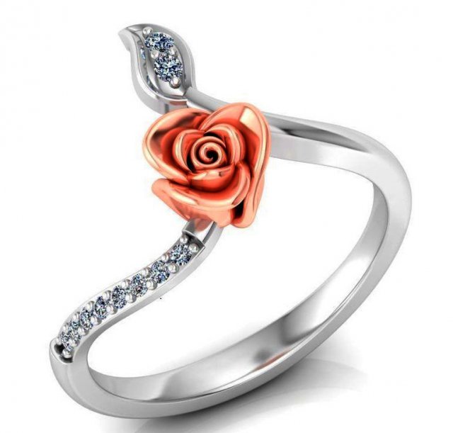 ring rose flower with stones 28 Modelo 3D .c4d .max .obj .3ds .fbx .stl .blend 