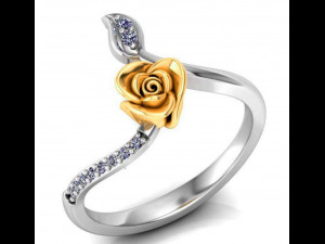 ring rose flower with stones 28 Modelo 3D