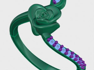 ring rose flower with stones 28 Modelo 3D