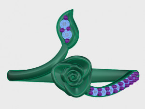 ring rose flower with stones 28 Modelo 3D