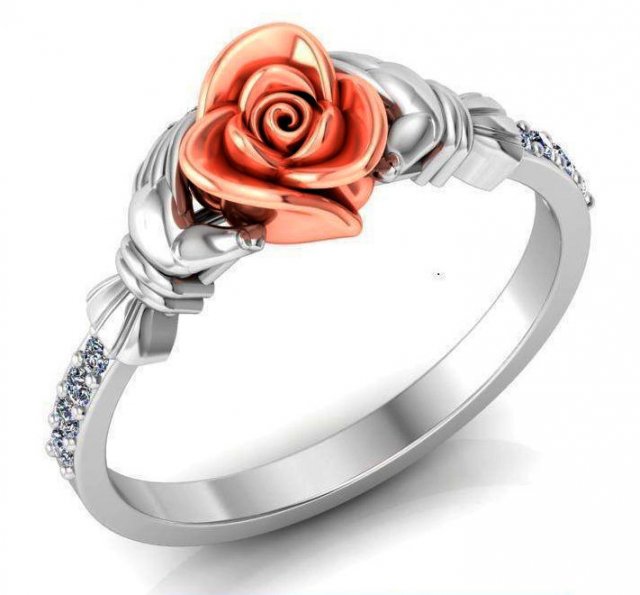 ring rose flower with stones 29 Model 3D .c4d .max .obj .3ds .fbx .stl .blend