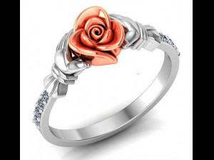 ring rose flower with stones 29 3D Model