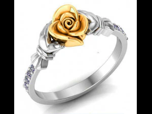 ring rose flower with stones 29 3D Model
