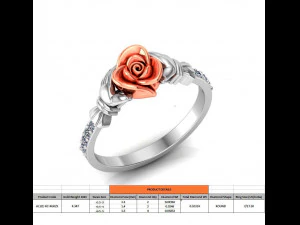 ring rose flower with stones 29 3D Model