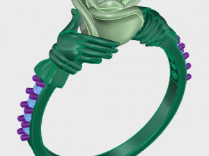 ring rose flower with stones 29 3D Model