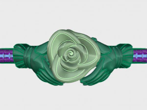 ring rose flower with stones 29 3D Model