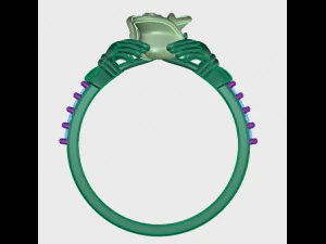 ring rose flower with stones 29 3D Model