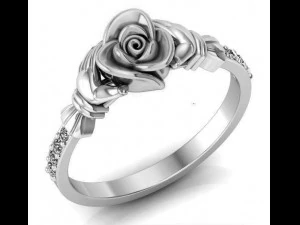 ring rose flower with stones 29 3D Model