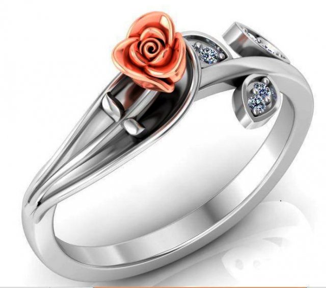 ring rose flower with stones 30 Model 3D .c4d .max .obj .3ds .fbx .stl .blend 