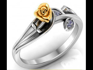 ring rose flower with stones 30 Model 3D