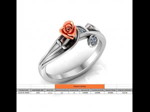 ring rose flower with stones 30 3D Model