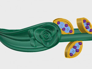 ring rose flower with stones 30 3D Model