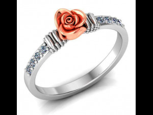 ring rose flower with stones 31 3D Model