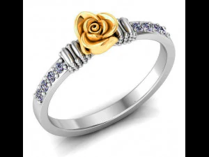 ring rose flower with stones 31 3D Model