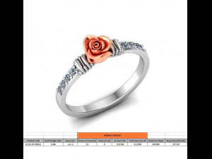 ring rose flower with stones 31 3D Model