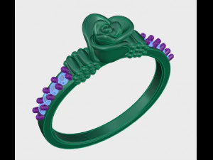 ring rose flower with stones 31 3D Model