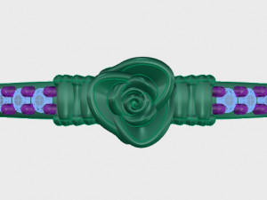 ring rose flower with stones 31 3D Модель