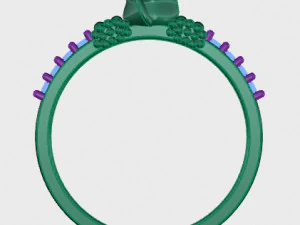 ring rose flower with stones 31 3D Model