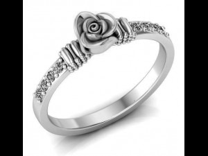 ring rose flower with stones 31 3D Модель