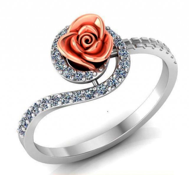 ring rose flower with stones 32 3D Model .c4d .max .obj .3ds .fbx .stl .blend 