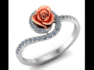 ring rose flower with stones 32 3D-Modell