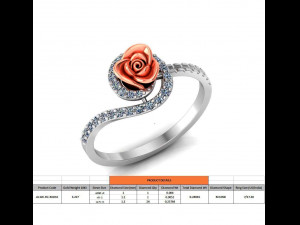 ring rose flower with stones 32 3D Model