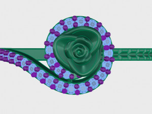 ring rose flower with stones 32 3D Model