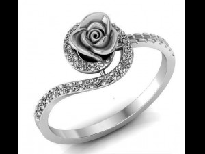 ring rose flower with stones 32 3D Model