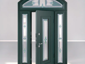 archedsteeldoorwithstainedglass 3D Model