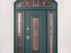 archedsteeldoorwithstainedglass 3D Model