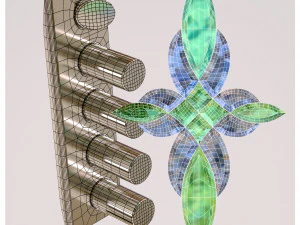 archedsteeldoorwithstainedglass 3D Model
