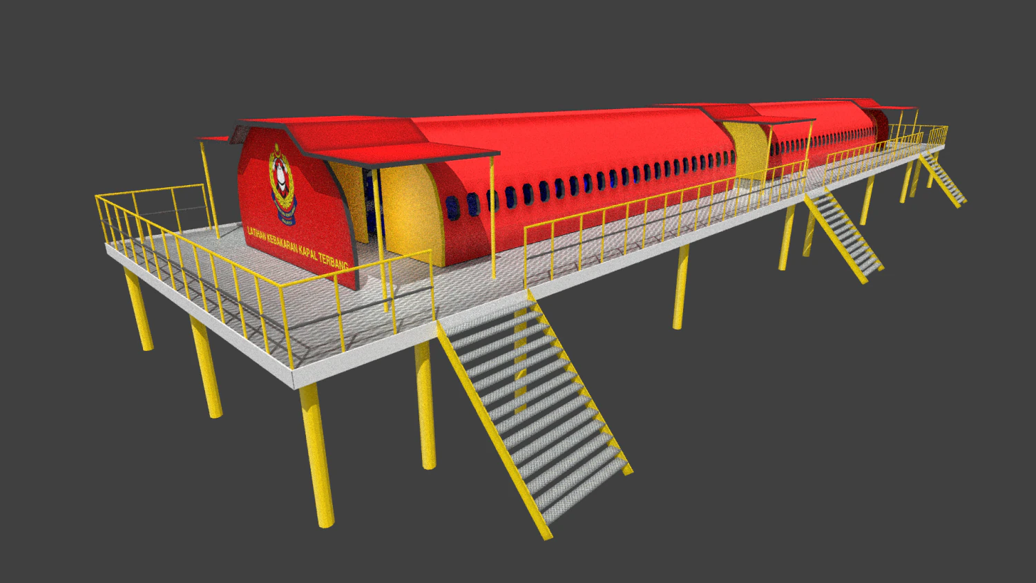 aeroplane fire training 3D Model .c4d .max .obj .3ds .fbx .stl .blend 