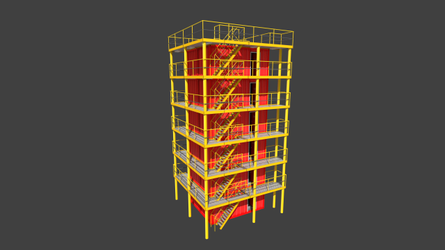 training container storey facilities 3D Model .c4d .max .obj .3ds .fbx .stl .blend 