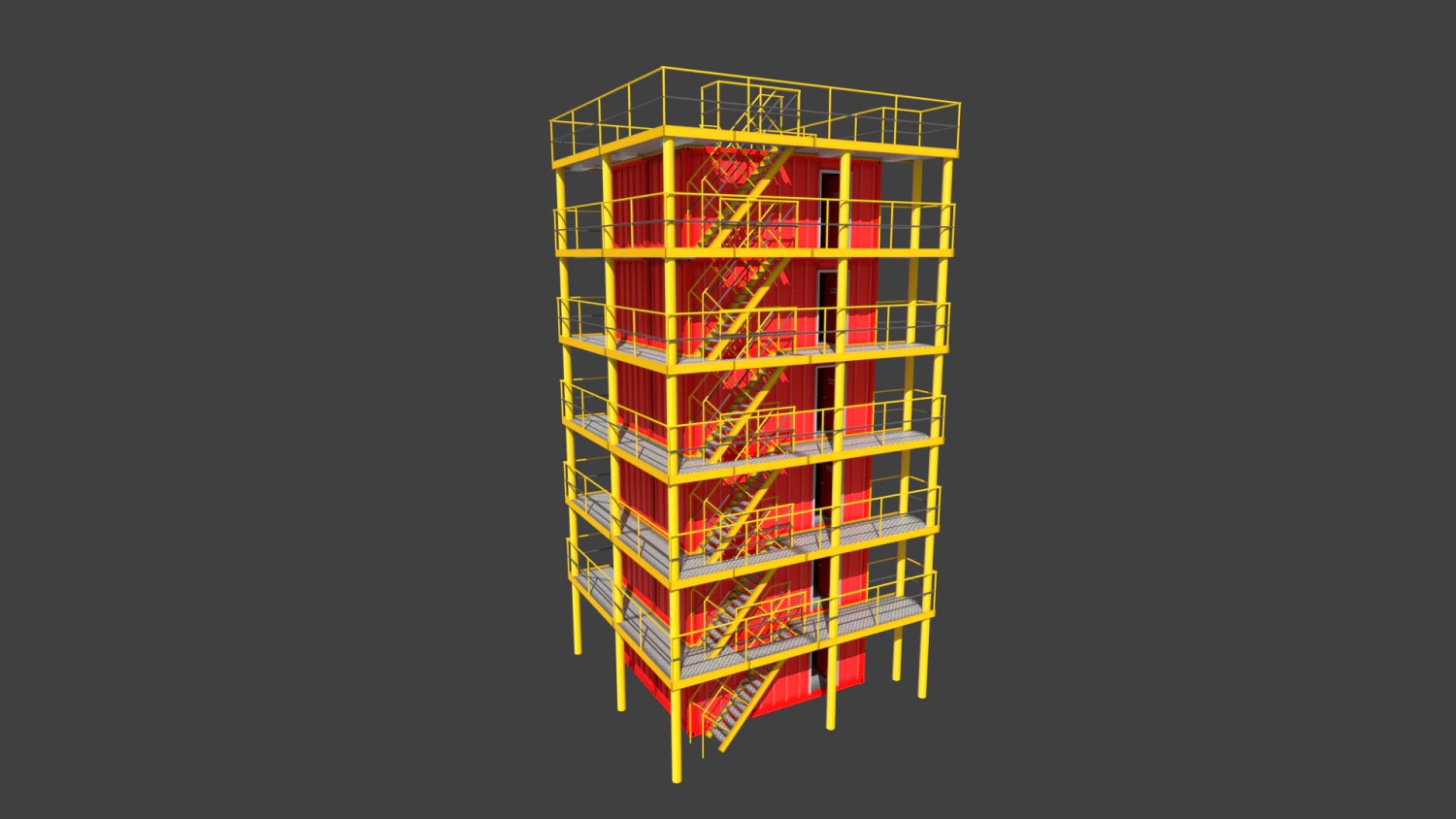 training container storey facilities 3D Model .c4d .max .obj .3ds .fbx .stl .blend 