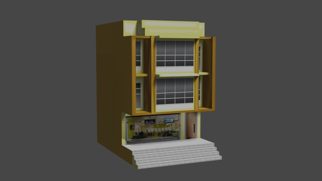 shop building - shop lot-shophouse Model 3D .c4d .max .obj .3ds .fbx .stl .blend 