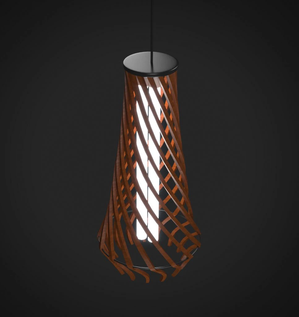 twisted wood lamp design 3D Model .c4d .max .obj .3ds .fbx .stl .blend 