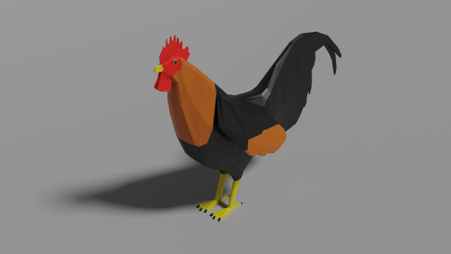 low poly rooster 3D Модель .c4d .max .obj .3ds .fbx .stl .blend 