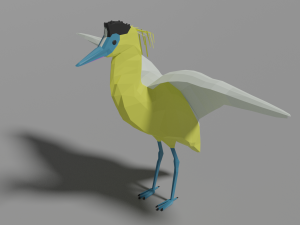 low poly capped heron 3D Model