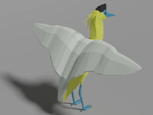 low poly capped heron 3D Model