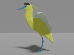 low poly capped heron 3D Model