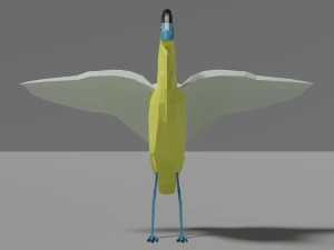 low poly capped heron 3D Model