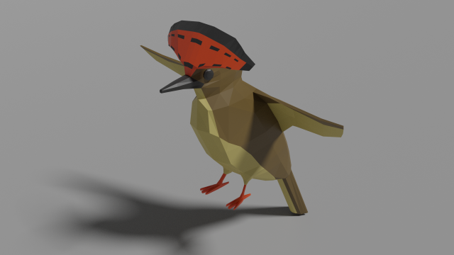 low poly royal flycatcher Modèle 3D .c4d .max .obj .3ds .fbx .stl .blend